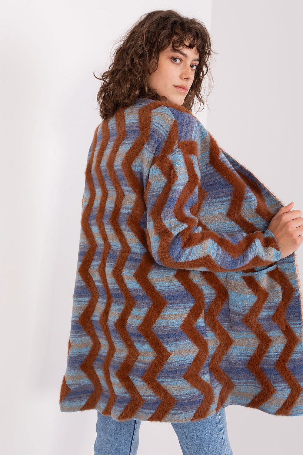 Chic Geometric Pattern Cardigan by AT, crafted for effortless elegance and comfortable wear for any occasion.