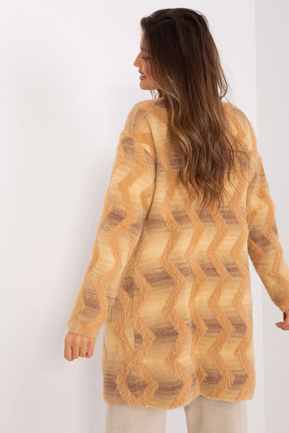 Elegant long sleeve cardigan by AT, featuring a stylish geometric pattern, perfect for layering and adding sophistication to your wardrobe.