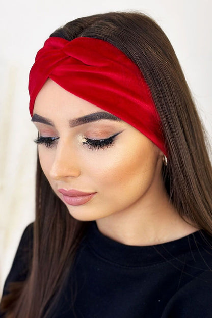 Elegant IVON Soft Velour Headband showcasing intricate knot detailing, a chic accessory for colder seasons.