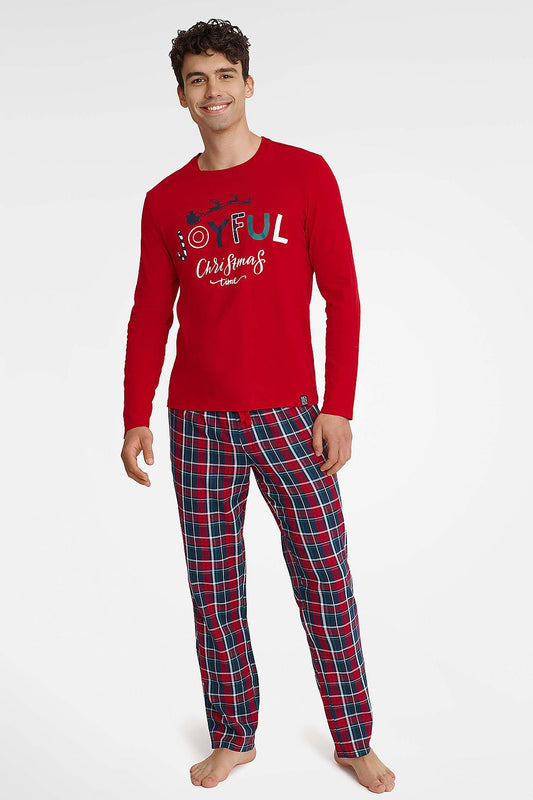 Luxurious Henderson Men's 100% Cotton Long Sleeve Pajama Set featuring soft flannel pants, ideal for holiday comfort and winter relaxation.