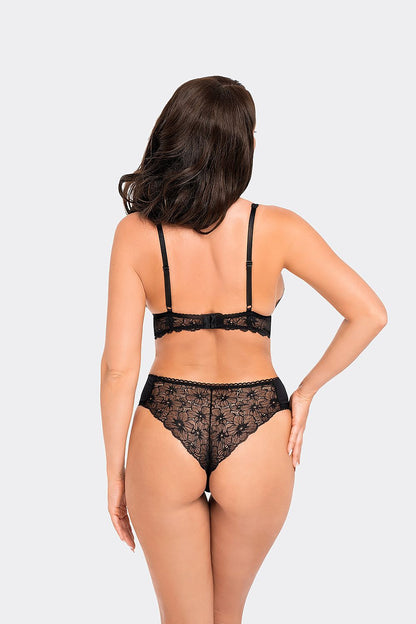 Elegant high-rise black lace Brazilian panties BBL 193 by Babell, showcasing a blend of soft cotton knit and delicate lace for a luxurious feel.