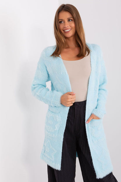 Luxe unbuttoned long sleeve cardigan by AT, showcasing varied textures for stylish everyday comfort.