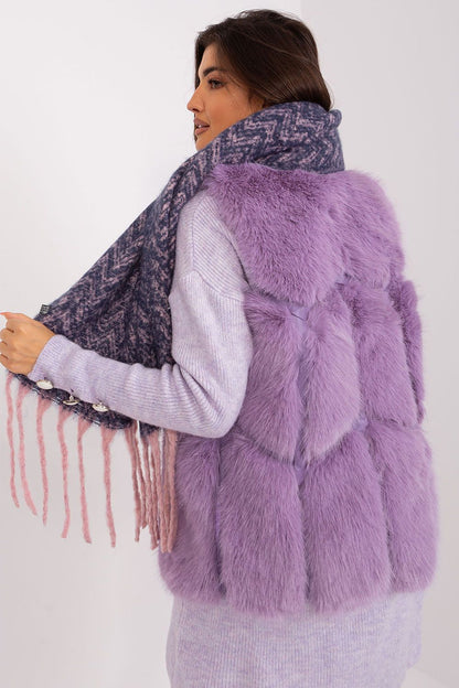 Luxurious long scarf by AT showcasing a contemporary geometric print, designed for versatility and warmth during winter.