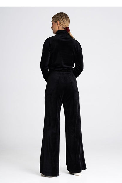 Chic women's high-rise velour bell-bottom pants by Figl, perfect for adding sophistication to any outfit.