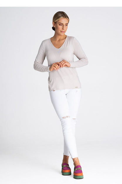 Luxury Figl Blouse featuring a sophisticated V-neck and long sleeves, crafted from a soft viscose blend for ultimate comfort, perfect for elegant occasions.