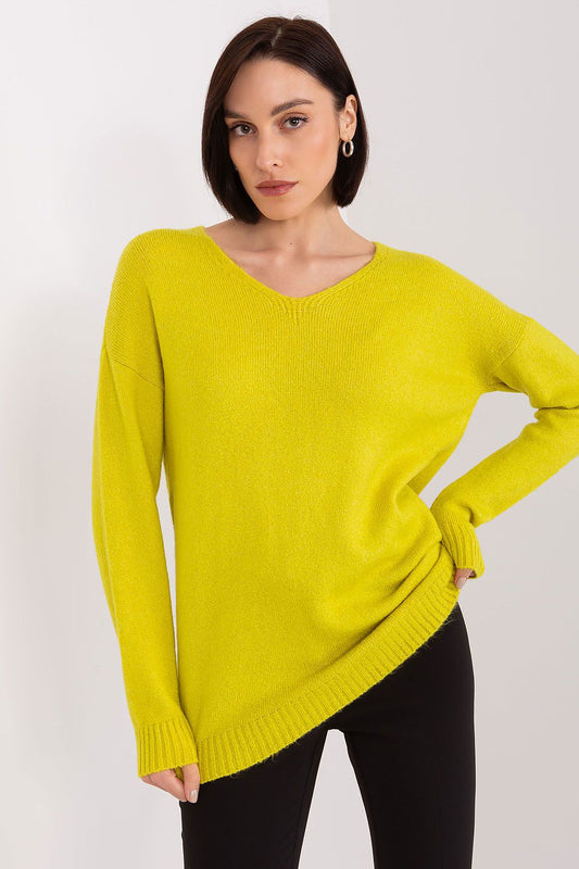 Elegant Rue Paris Women's Acrylic Long Sleeve Sweater featuring a chic Heart Neckline, perfect for casual sophistication.
