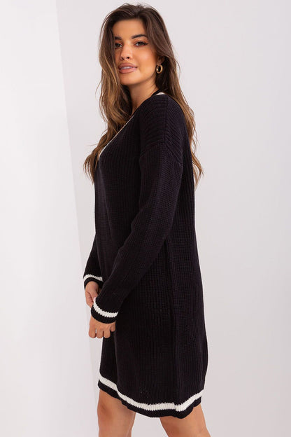 Luxurious oversized knit dress with heart neckline by Badu, showcasing elegant acrylic and wool blend fabric.