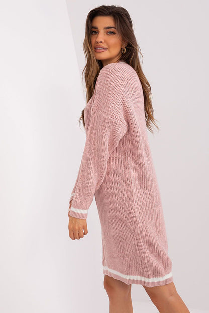 Sophisticated oversized knit dress by Badu, blending acrylic and wool for ultimate comfort, featuring a unique heart shape neckline.