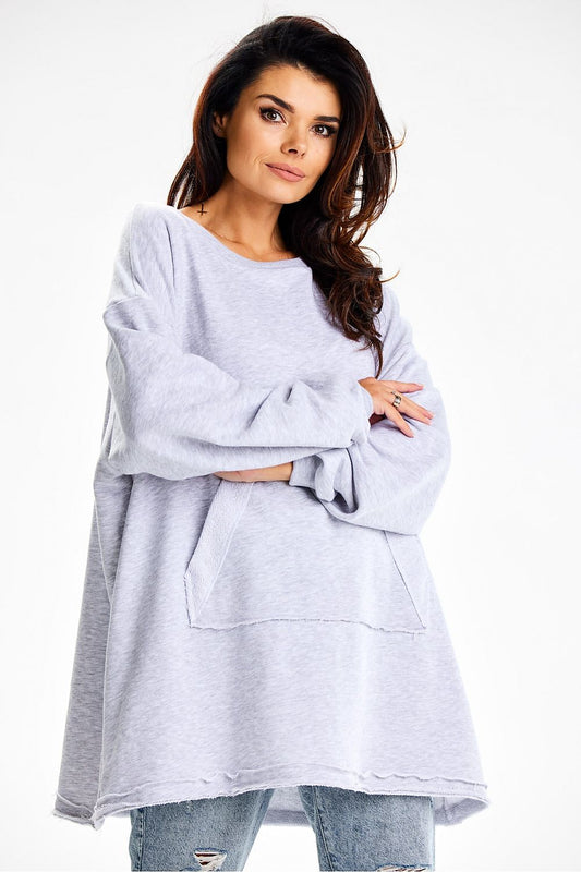 Luxurious oversize cotton spandex sweatshirt with pocket from Infinite You, showcasing a perfect blend of comfort and style.