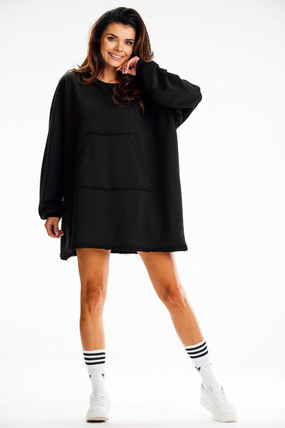 Stylish and comfortable oversized sweatshirt from Infinite You, made with 95% cotton and 5% spandex, perfect for a chic tunic look.