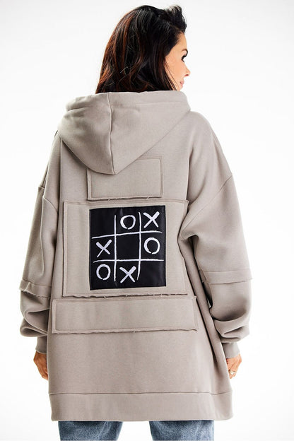 Infinite You elegant cotton sweatshirt hoodie with loose fit, spacious front pocket, and a unique back patch, a staple in contemporary luxury fashion.