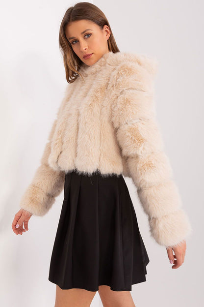 Elegant Women's Transitional Jacket from AT, featuring a luxurious fur design, lightweight polyester fabric, perfect for Fall and Winter occasions.