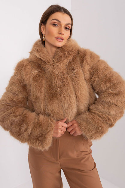 Elegant women's transitional jacket by AT featuring a luxurious fur design, perfect for fall and winter.