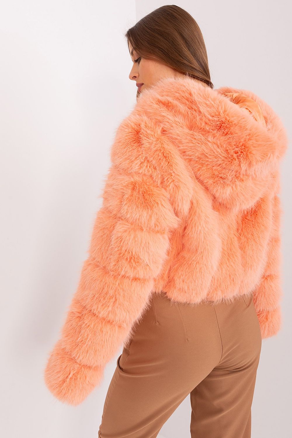 Elegant women's transitional jacket by AT featuring a stylish fur design, perfect for fall and winter.