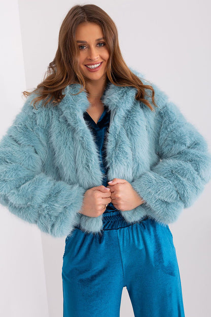 Elegant women's transitional jacket by AT featuring a luxurious fur design, crafted from lightweight polyester, perfect for stylish fall and winter wear.