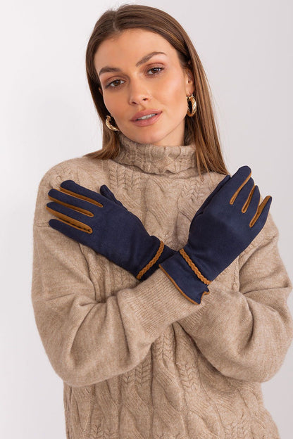 Elegant winter gloves by AT, designed with embroidered accents and touchscreen technology for effortless connectivity.