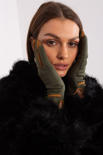 Luxurious women's touchscreen gloves from AT with detailed embroidery and sturdy braided wrist straps, ideal for combining fashion and functionality.