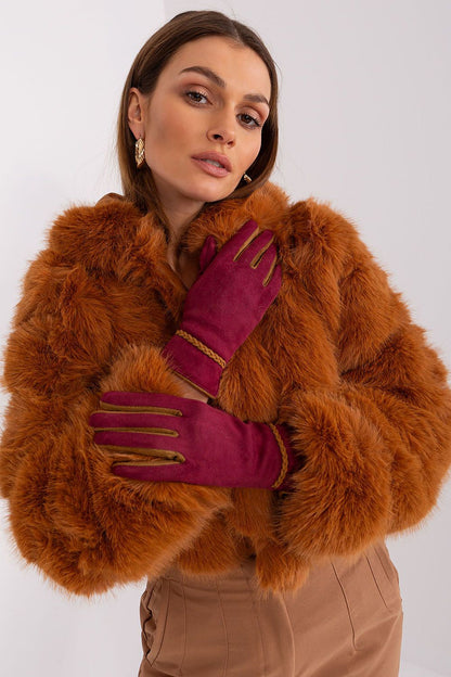 Luxurious women's touchscreen gloves by AT made with smooth material and contrasting inserts.