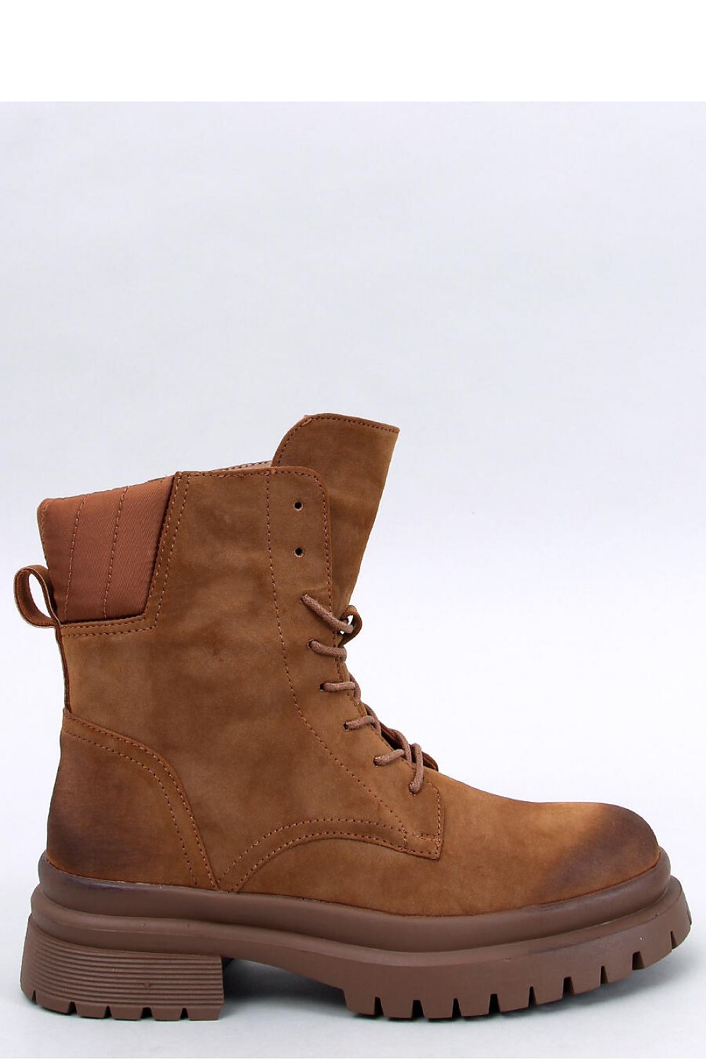 Inello women's lace-up trapper boots in eco-friendly nubuck, showcasing a stylish design with a 4cm heel and foam lining for ultimate comfort.