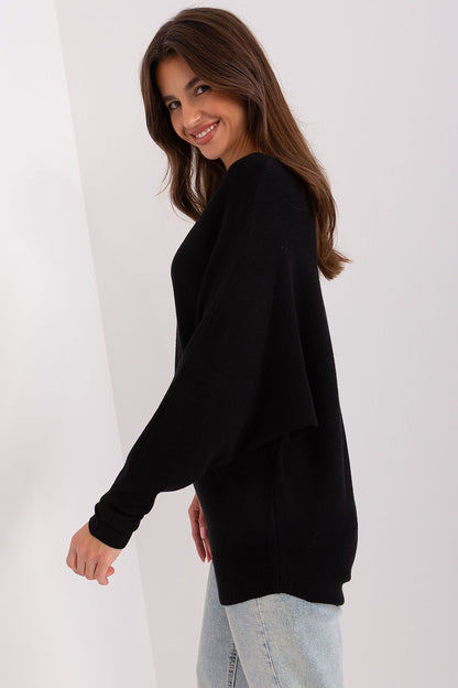 Close-up of Factory Price Women's Batwing Sweater, showcasing its soft viscose fabric and elegant design, ideal for modern chic outfits.
