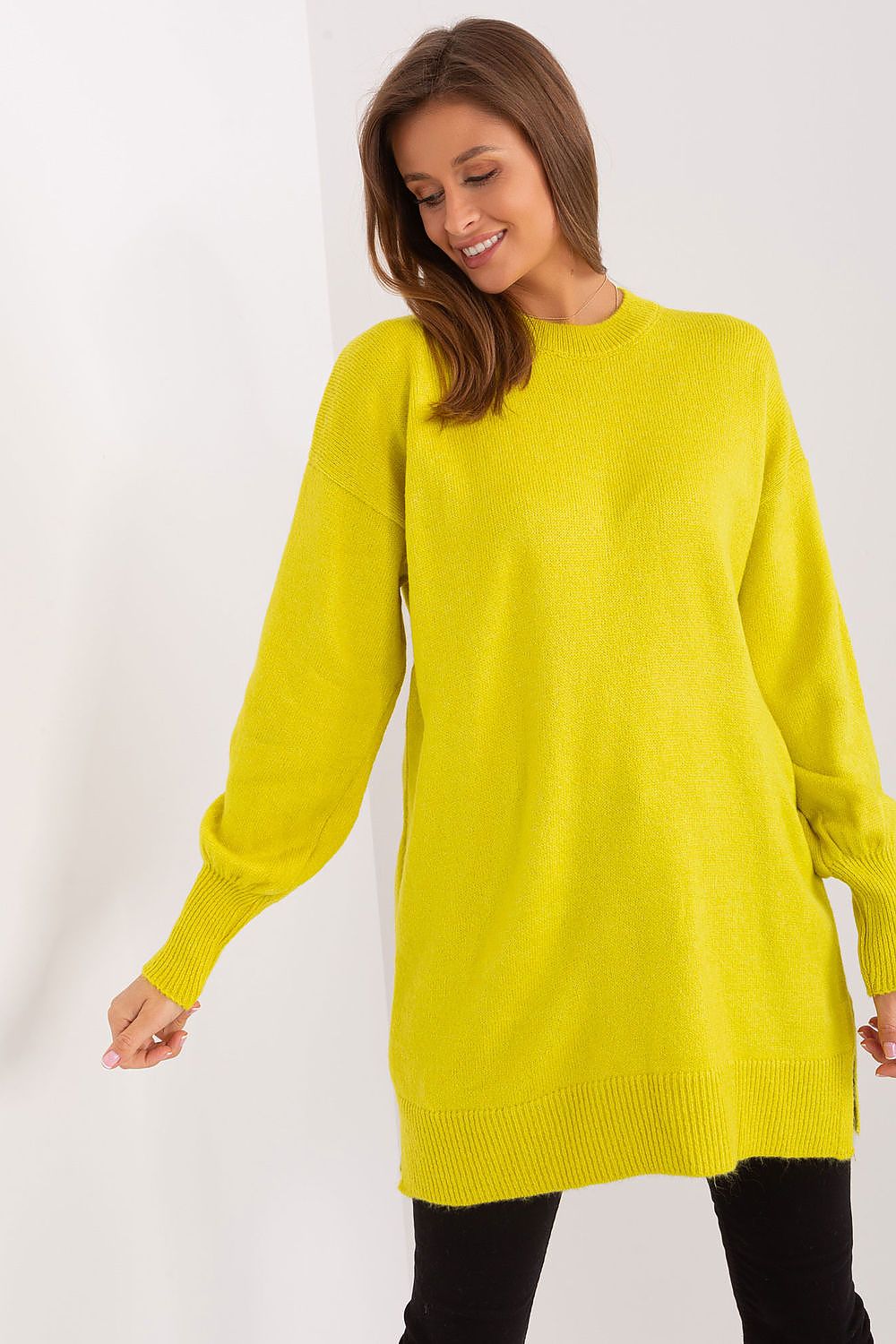 Elegant Women's Long Acrylic Jumper by Factory Price, featuring a smooth texture and stylish round neckline for both work and casual occasions.