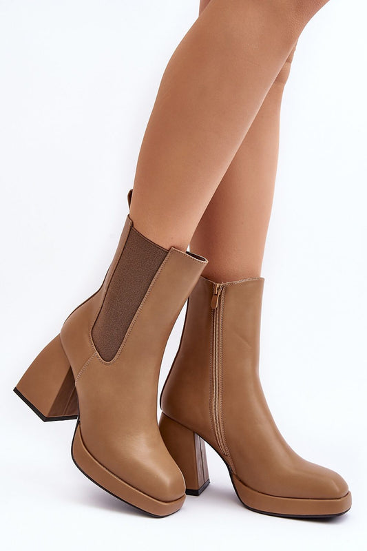 Elegant women's eco leather ankle boots by Step in Style featuring a 9.5cm heel and platform, designed for comfort with insulated interior.