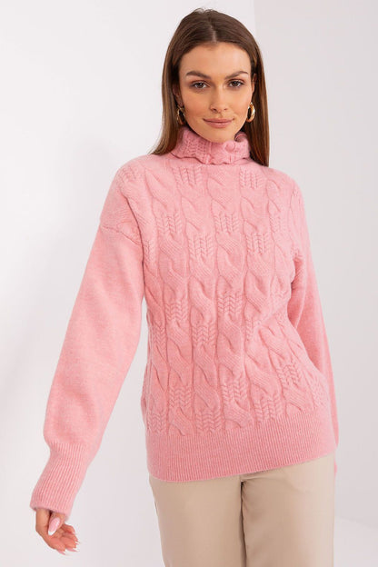 Sophisticated acrylic turtleneck sweater from AT, highlighted by its unique weave texture, perfect for both work and leisure.