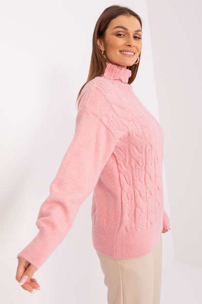 High-quality acrylic turtleneck sweater by AT, emphasizing the unique variegated weave, a must-have for fashionable winter wear.