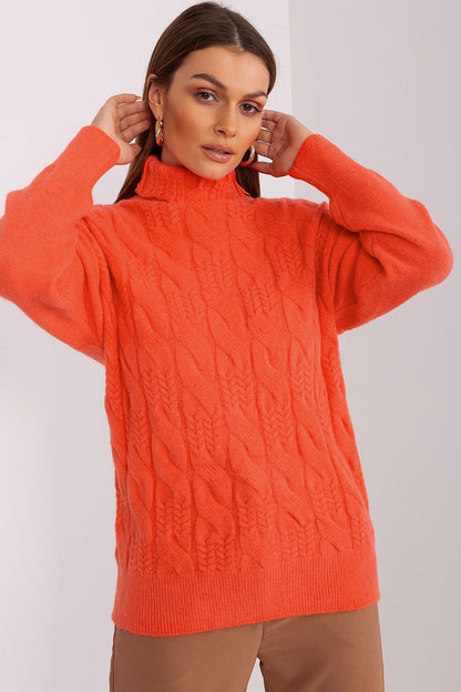 Luxurious long sleeve turtleneck sweater by AT, made from soft acrylic, ideal for sophisticated casual wear.