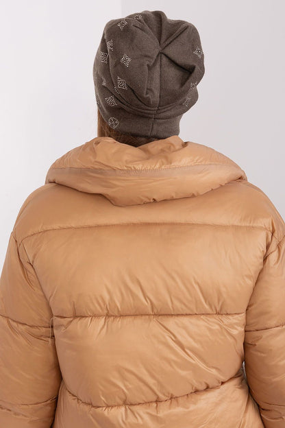 Luxurious women's cashmere blend beanie hat with rhinestones by AT, perfect for winter elegance.