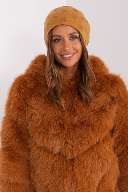 Warm and fashionable women's beanie hat with rhinestones by AT, made from a luxurious cashmere blend for winter.