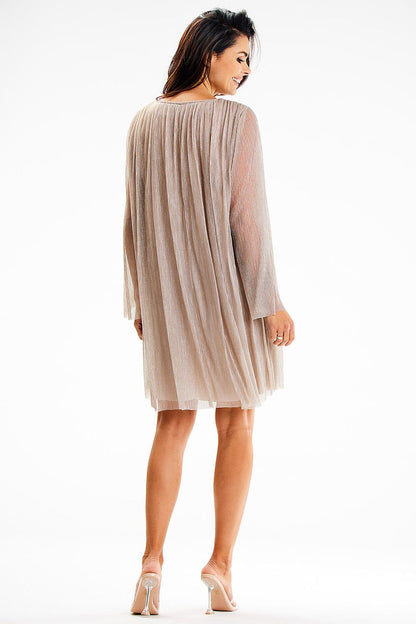 Full view of the Awama evening dress highlighting the graceful silhouette and sophisticated design ideal for upscale events.