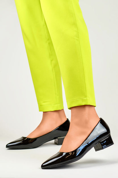 Elegant black block heel pumps by PRIMO made of eco leather, showcasing a stylish 3 cm stiletto heel and a timeless design perfect for any occasion.