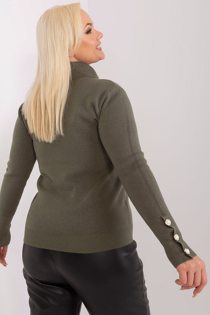 Elegant plus size turtleneck sweater with decorative buttons by Factory Price, crafted from a lightweight viscose blend, perfect for stylish everyday wear.
