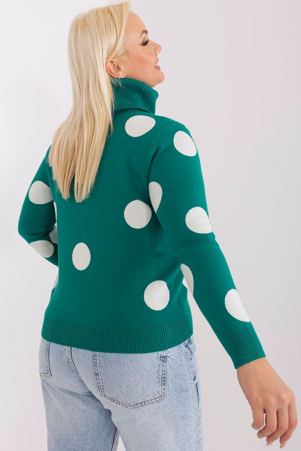 Elegant plus size women's turtleneck sweater featuring decorative large peas, designed by Factory Price for luxury comfort and style.