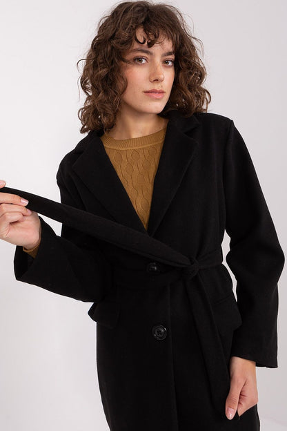 Detail shot of the high-quality polyester fabric of the elegant coat by Och Bella.