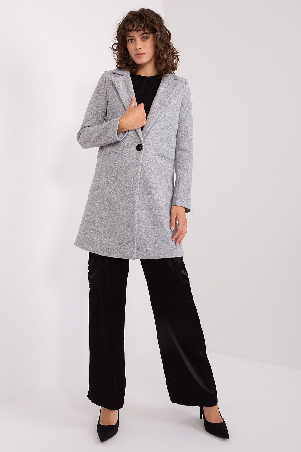 Stylish Och Bella women's classic elegant coat in soft polyester, perfect for autumn and winter wear.