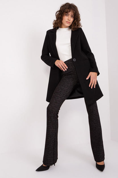 Elegant detail of Och Bella Women's Classic Coat, highlighting its button closure and sophisticated classic style.