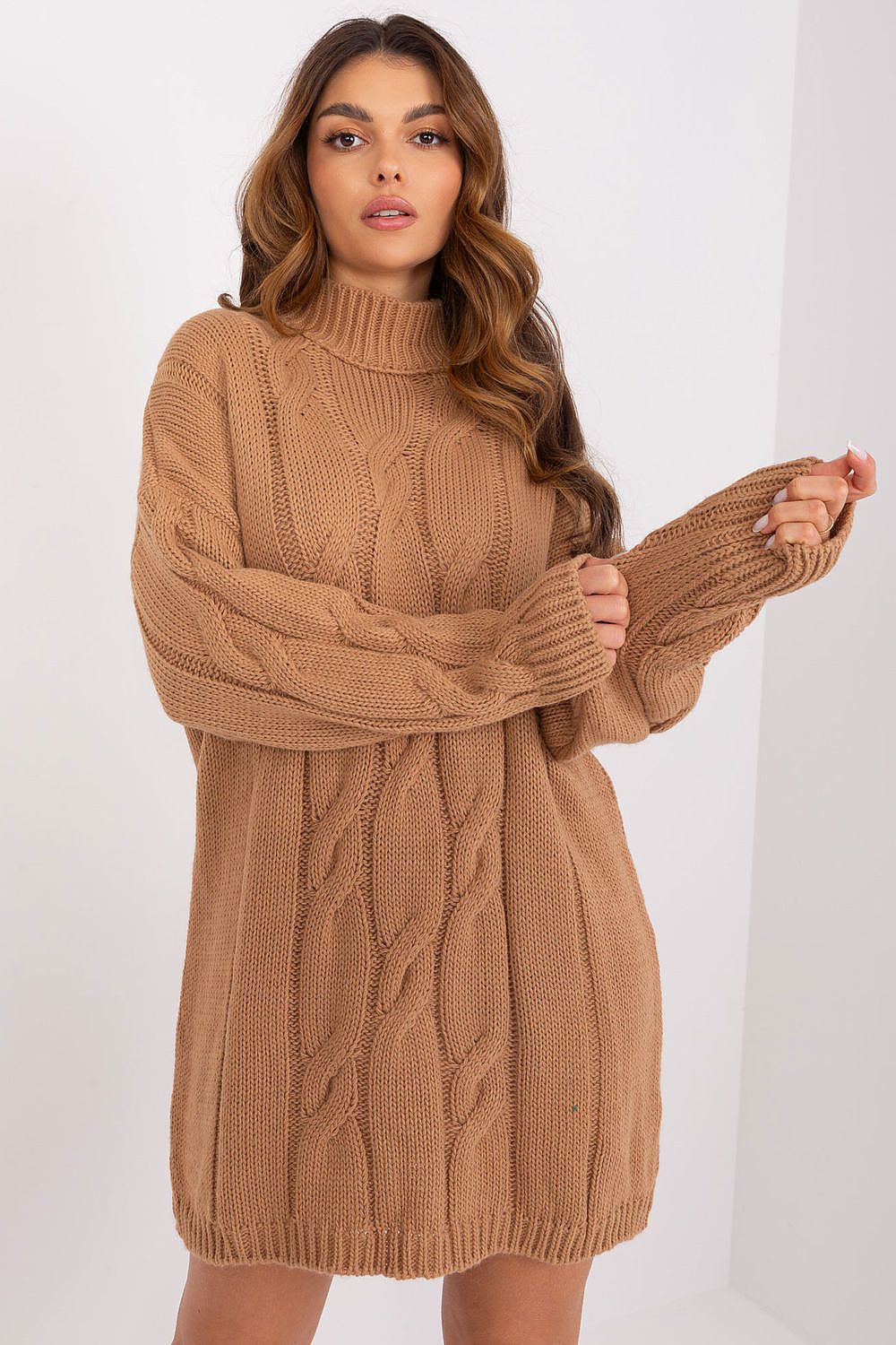 Elegant Rue Paris Daydress featuring a chic turtleneck, long sleeves, and exclusive variegated fabric, perfect for stylish women seeking sophistication and comfort.