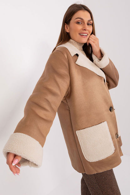 Chic Lakerta women's outerwear jacket with smooth cotton fabric, designed for warmth and sophistication in colder days.
