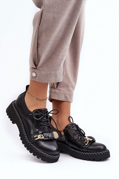 Elegant women's eco leather half shoes with flat heel from Step in Style, featuring a side zip for easy wear and a sophisticated look for stylish comfort.