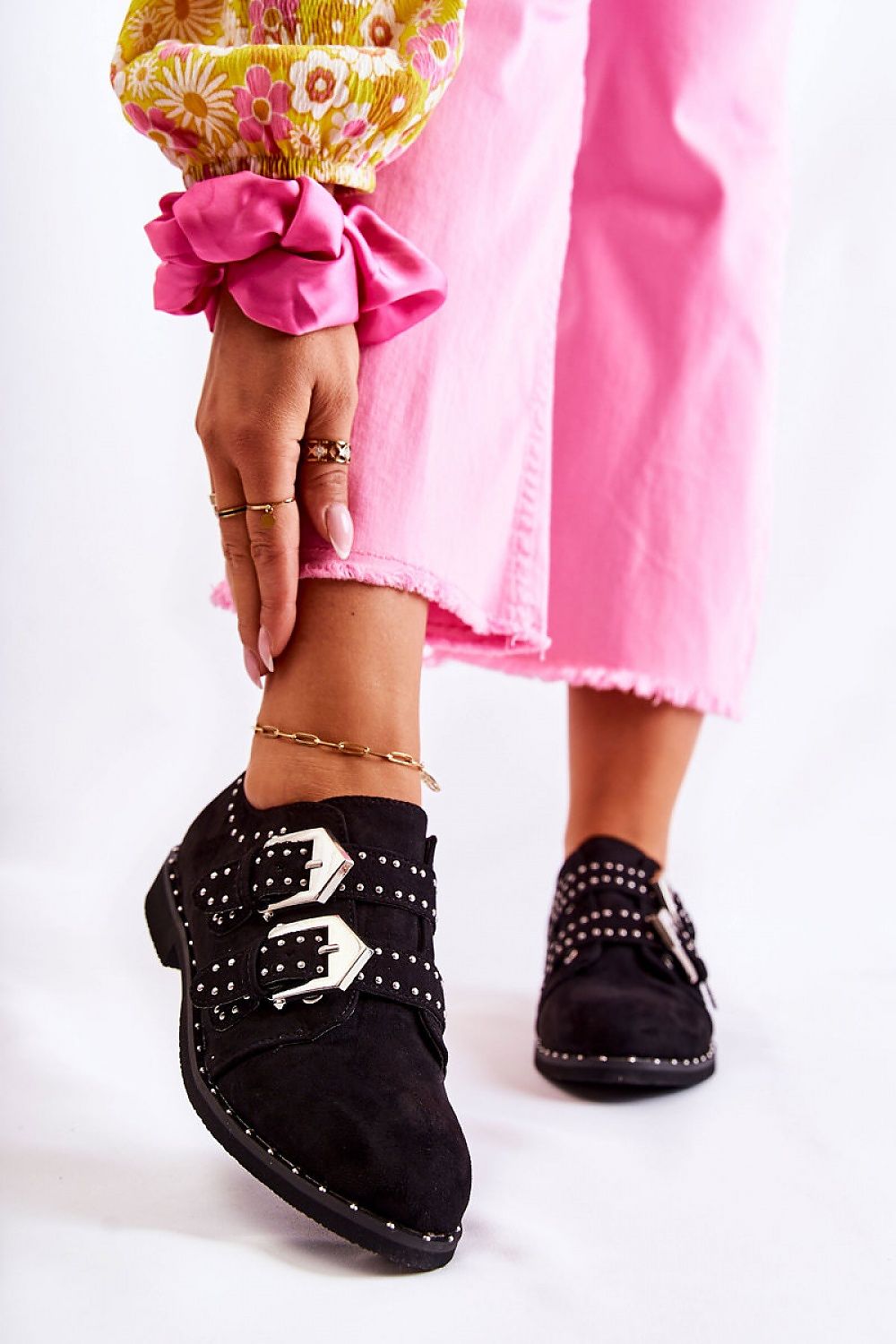 Elegant women's half shoes with buckles in eco leather by LU BOO, showcasing a sophisticated design and comfortable fit.