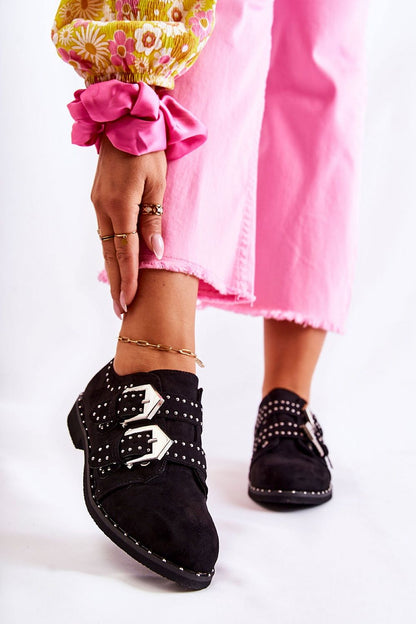 Elegant women's half shoes with buckles in eco leather by LU BOO, showcasing a sophisticated design and comfortable fit.