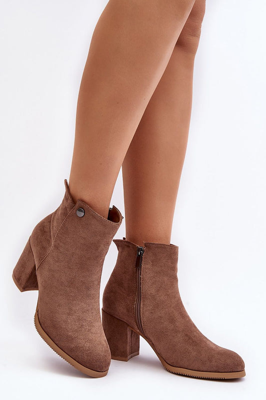 Luxury women's stiletto heel boots in eco-suede by Step in Style, featuring insulated comfort, rounded toes, and a stylish zipper closure.