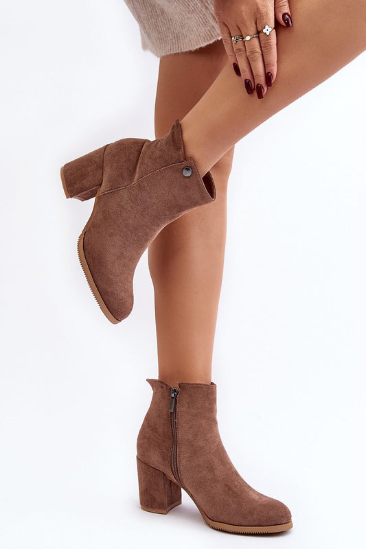 Elegant eco-suede high-heeled boots for women by Step in Style with 11 cm upper height and 7.5 cm stiletto heel, designed for warmth and comfort.