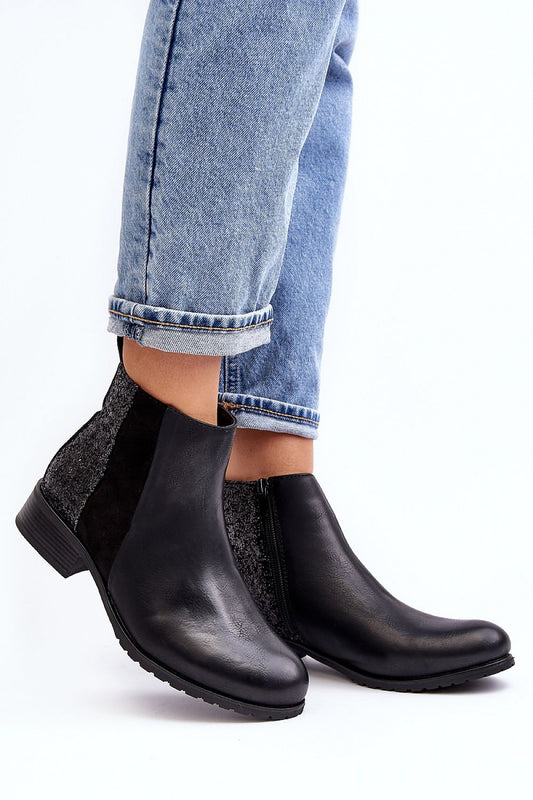 Elegant women's eco leather jodhpur boots by Step in Style featuring a stylish zipper, insulated comfort, and a chic ankle-length design, perfect for autumn-winter outfits.