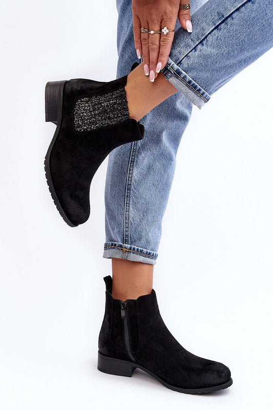Luxurious women's jodhpur boots in eco-suede adorned with sequins, perfect for stylish comfort by Step in Style.