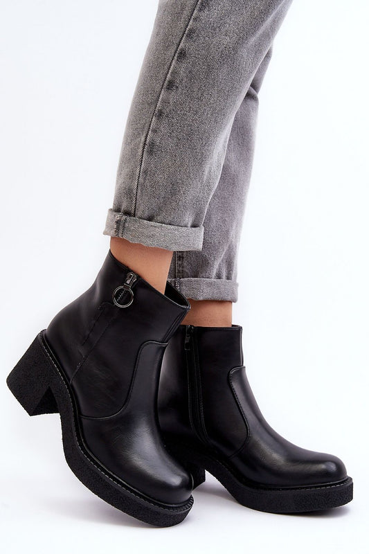 Luxury women's eco leather boots with fur lining by Step in Style, featuring a stylish zipper detail and a 7cm heel for elegant comfort.