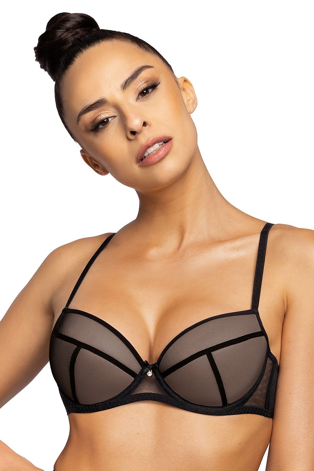 Aggie Luxury Push-Up Bra by Mat, featuring adjustable straps and exquisite tulle detailing, available in sizes EU 65-90 for an elegant lingerie look.