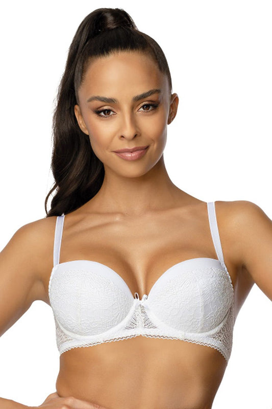 Luxury lace push-up bra by Mat, featuring removable inserts and cotton lining for ultimate comfort, available in sizes EU 65-90.